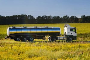 Silver Milk Tanker Truck