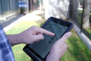 Farmer on tablet